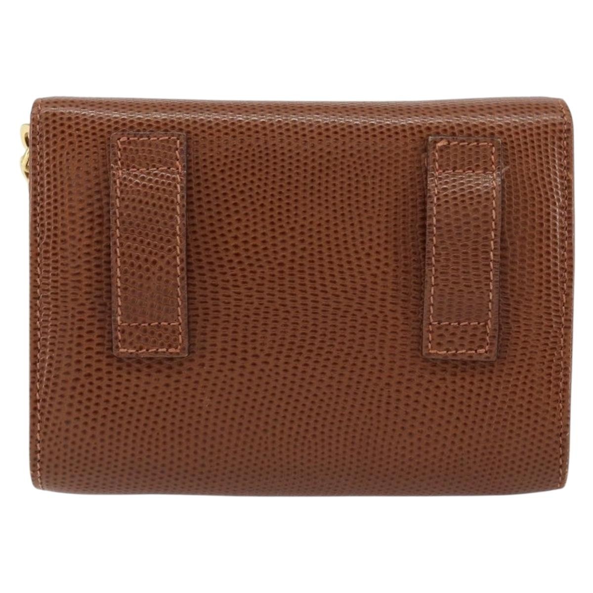 Salvatore Ferragamo Vala Shoulder Bag Embossed Leather Bruin