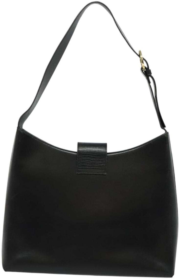 Salvatore Ferragamo Gancio Flap Hobo Leather Medium Zwart