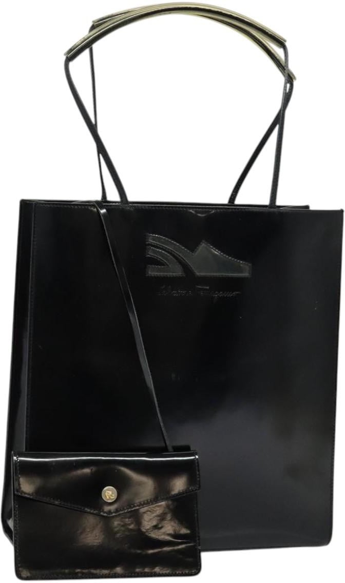 Salvatore Ferragamo Salvatore Ferragamo Shopper Tote Leather Tall Zwart