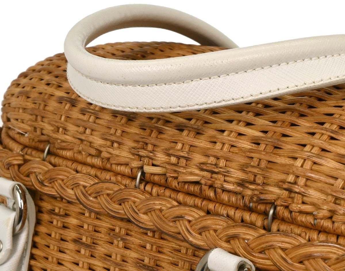 Salvatore Ferragamo Salvatore Ferragamo Basket Gancini Handbag Leather and Wicker Wit