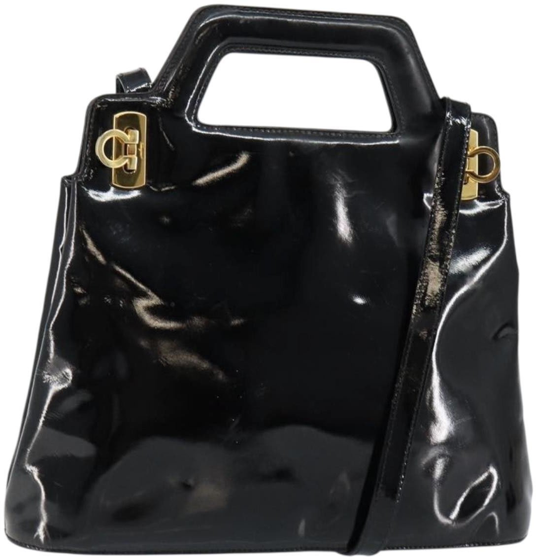 Salvatore Ferragamo Salvatore Ferragamo Wanda Handbag Patent Leather Zwart