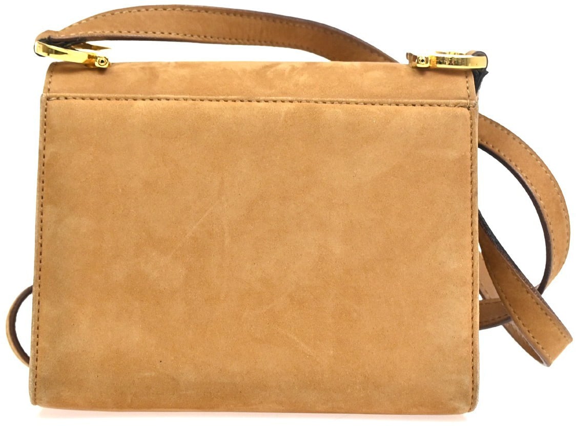 Salvatore Ferragamo Gancini Shoulder Bag Suede Bruin