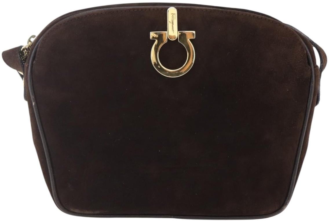 Salvatore Ferragamo Salvatore Ferragamo Gancini Shoulder Bag Suede Bruin