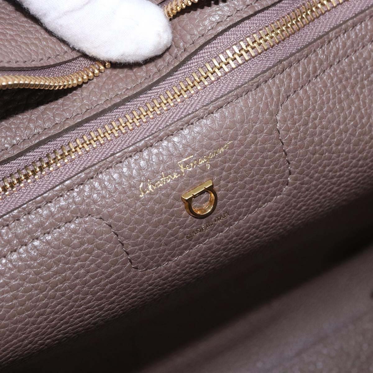 Salvatore Ferragamo Amy Tote Pebbled Leather Medium Beige