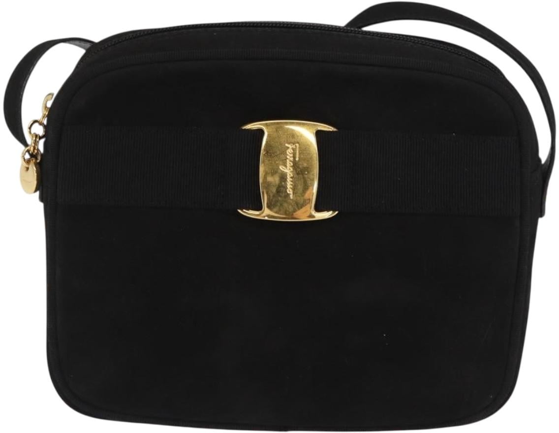 Salvatore Ferragamo Vala Clutch bag Suede Zwart