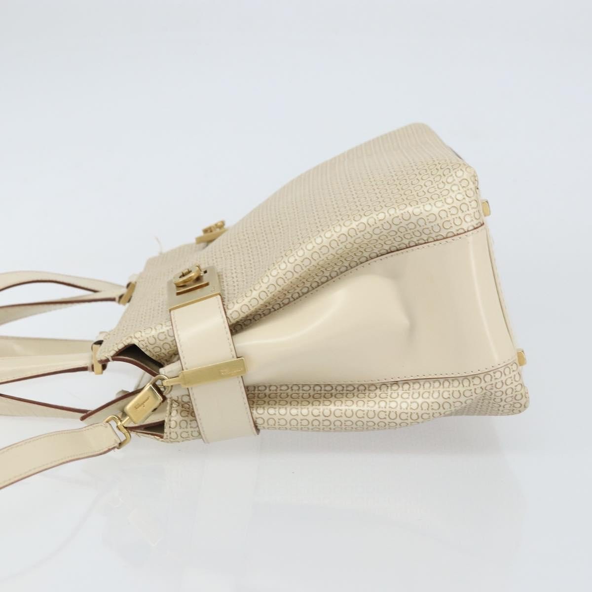 Salvatore Ferragamo Double Gancini Side Buckle Tote Leather Medium Beige