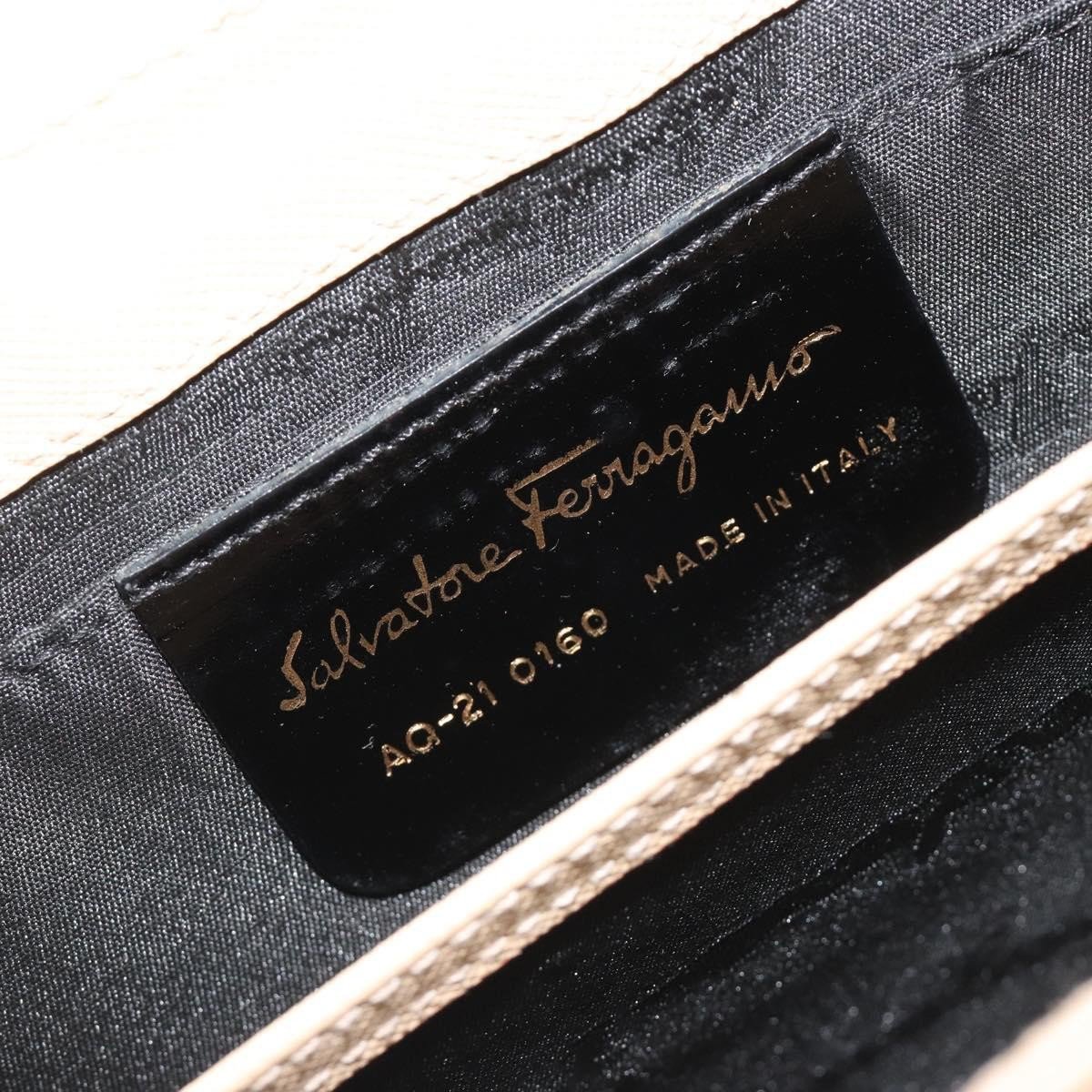 Salvatore Ferragamo Gancini Convertible Top Handle Leather Mini Beige