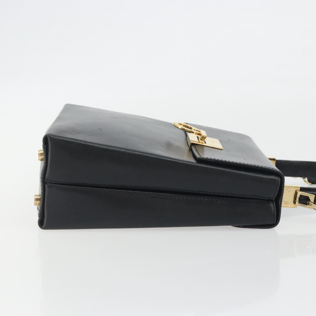Salvatore Ferragamo Gancini Convertible Top Handle Leather Mini Zwart