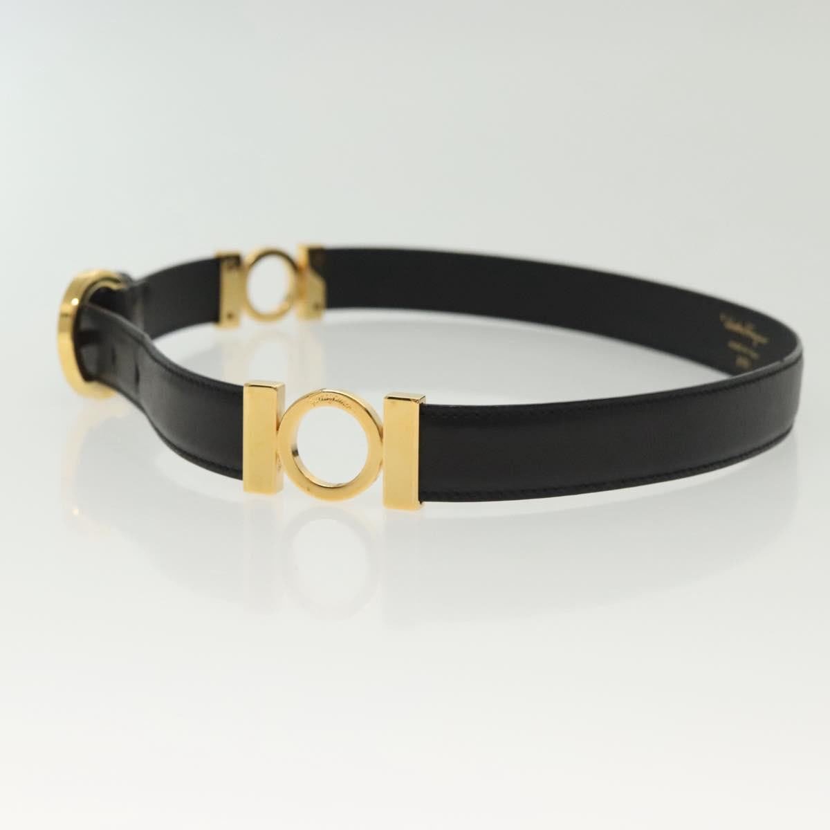 Salvatore Ferragamo Salvatore Ferragamo Gancini Belt Leather Thin Zwart