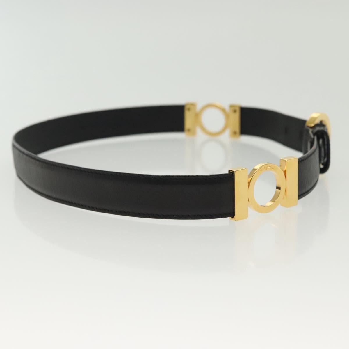 Salvatore Ferragamo Salvatore Ferragamo Gancini Belt Leather Thin Zwart