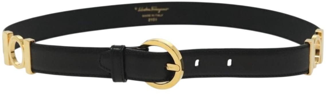 Salvatore Ferragamo Salvatore Ferragamo Gancini Belt Leather Thin Zwart
