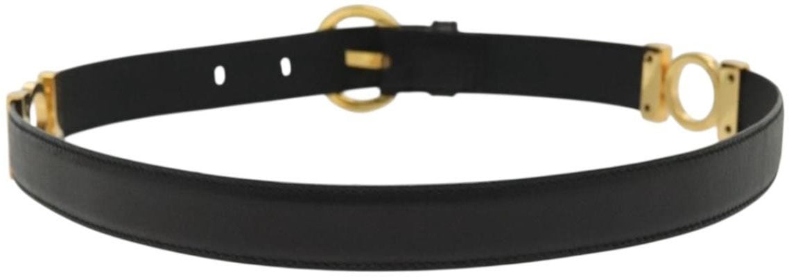 Salvatore Ferragamo Salvatore Ferragamo Gancini Belt Leather Thin Zwart