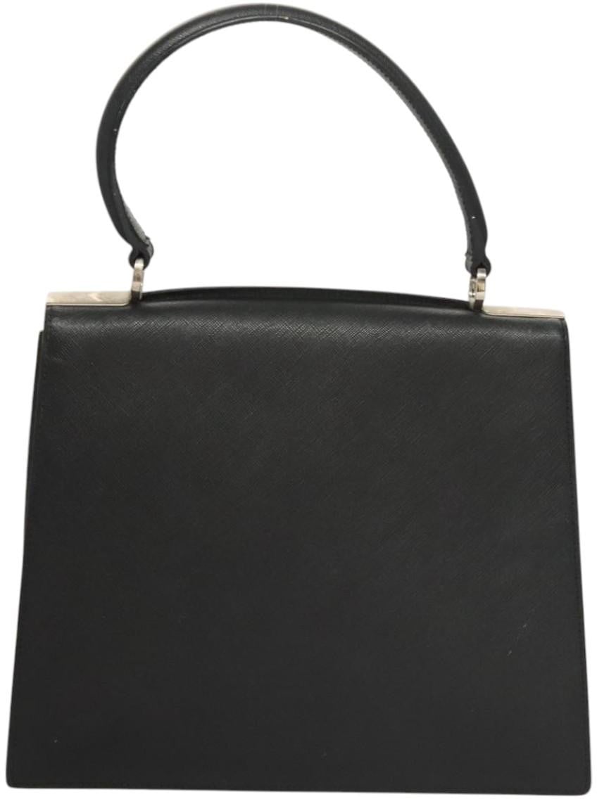 Salvatore Ferragamo Double Gancini Top Handle Saffiano Leather Small Bruin