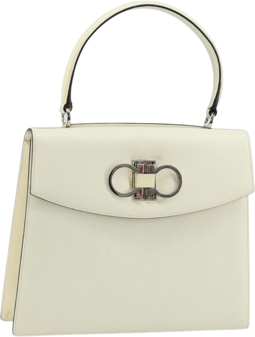 Salvatore Ferragamo Double Gancini Top Handle Saffiano Leather Small Wit