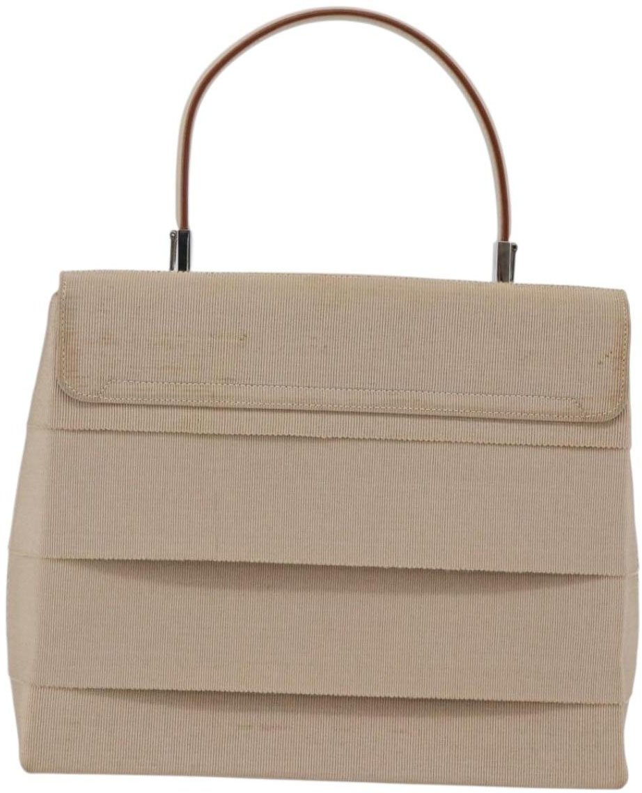 Salvatore Ferragamo Salvatore Ferragamo Vintage Gancini Cage Top Handle Bag Canvas Beige