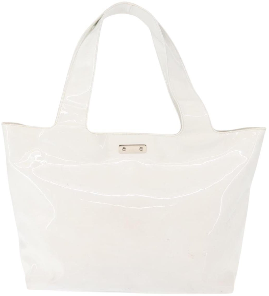 Salvatore Ferragamo Gancini Tote Patent leather Wit