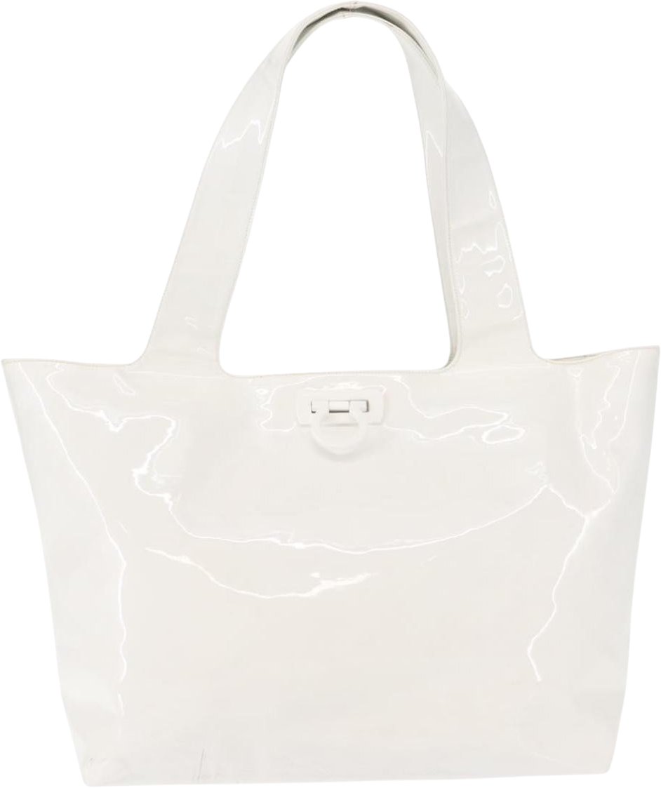 Salvatore Ferragamo Gancini Tote Patent leather Wit