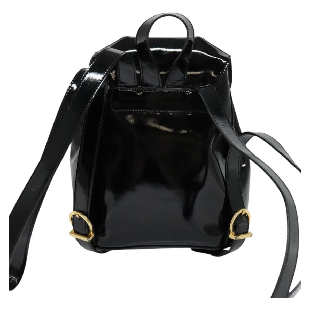 Salvatore Ferragamo Salvatore Ferragamo Gancini Flap Drawstring Backpack Patent leather Zwart