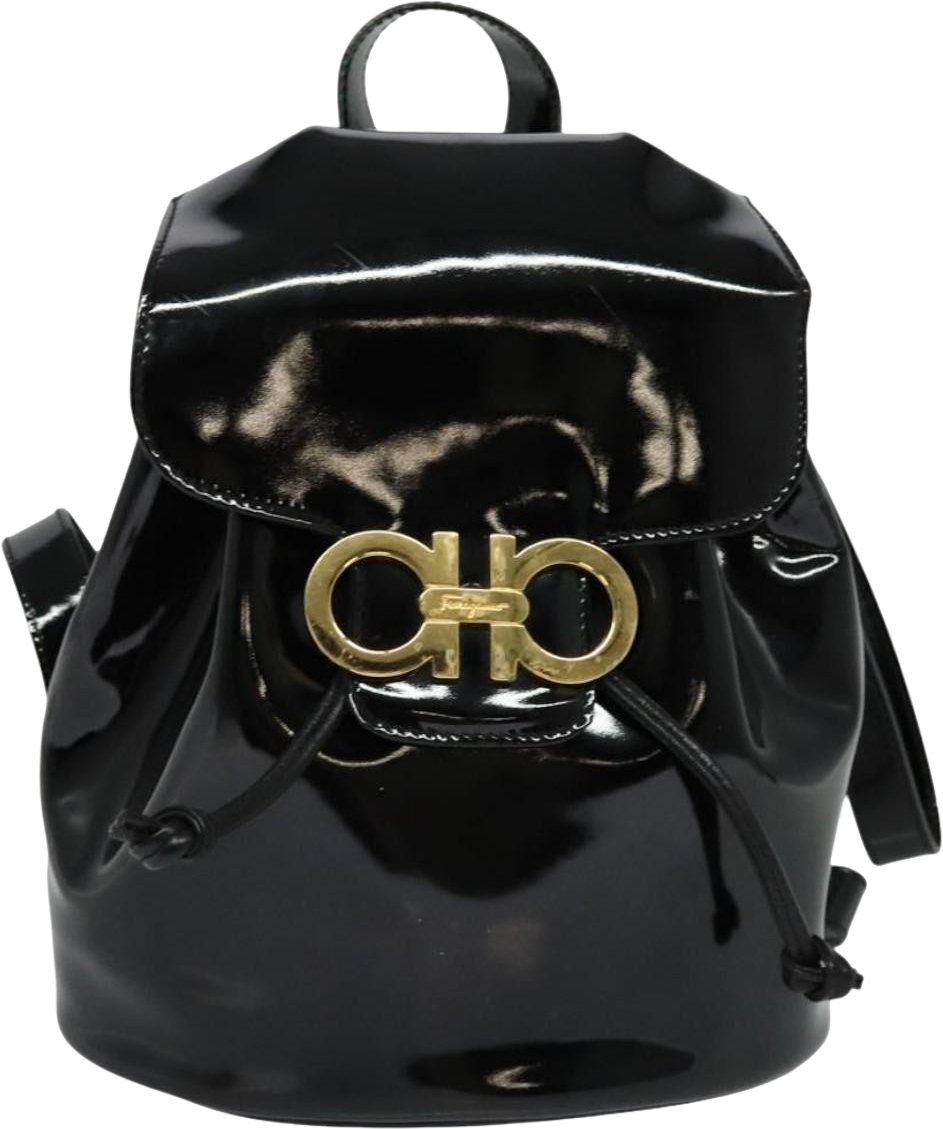 Salvatore Ferragamo Salvatore Ferragamo Gancini Backpack Patent Leather Zwart