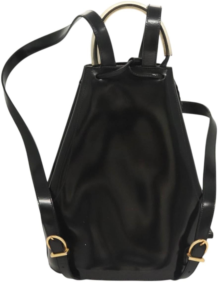 Salvatore Ferragamo Gancini Patent Leather Zwart