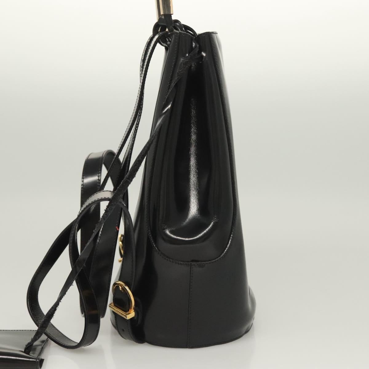 Salvatore Ferragamo Gancini Patent Leather Zwart
