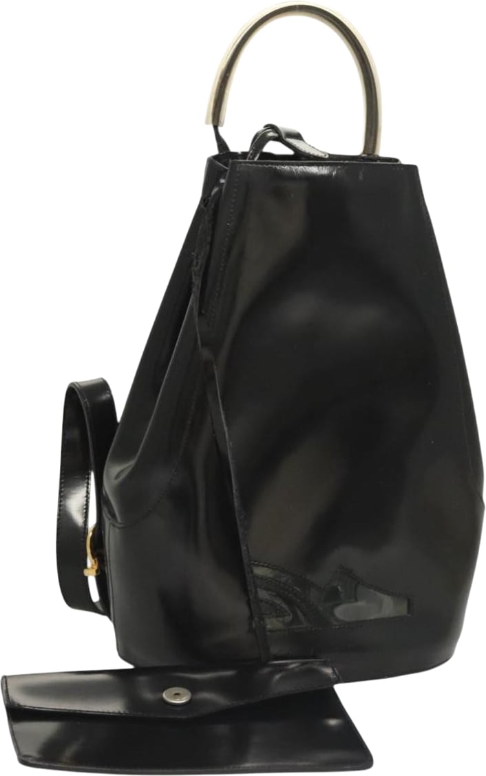 Salvatore Ferragamo Gancini Patent Leather Zwart