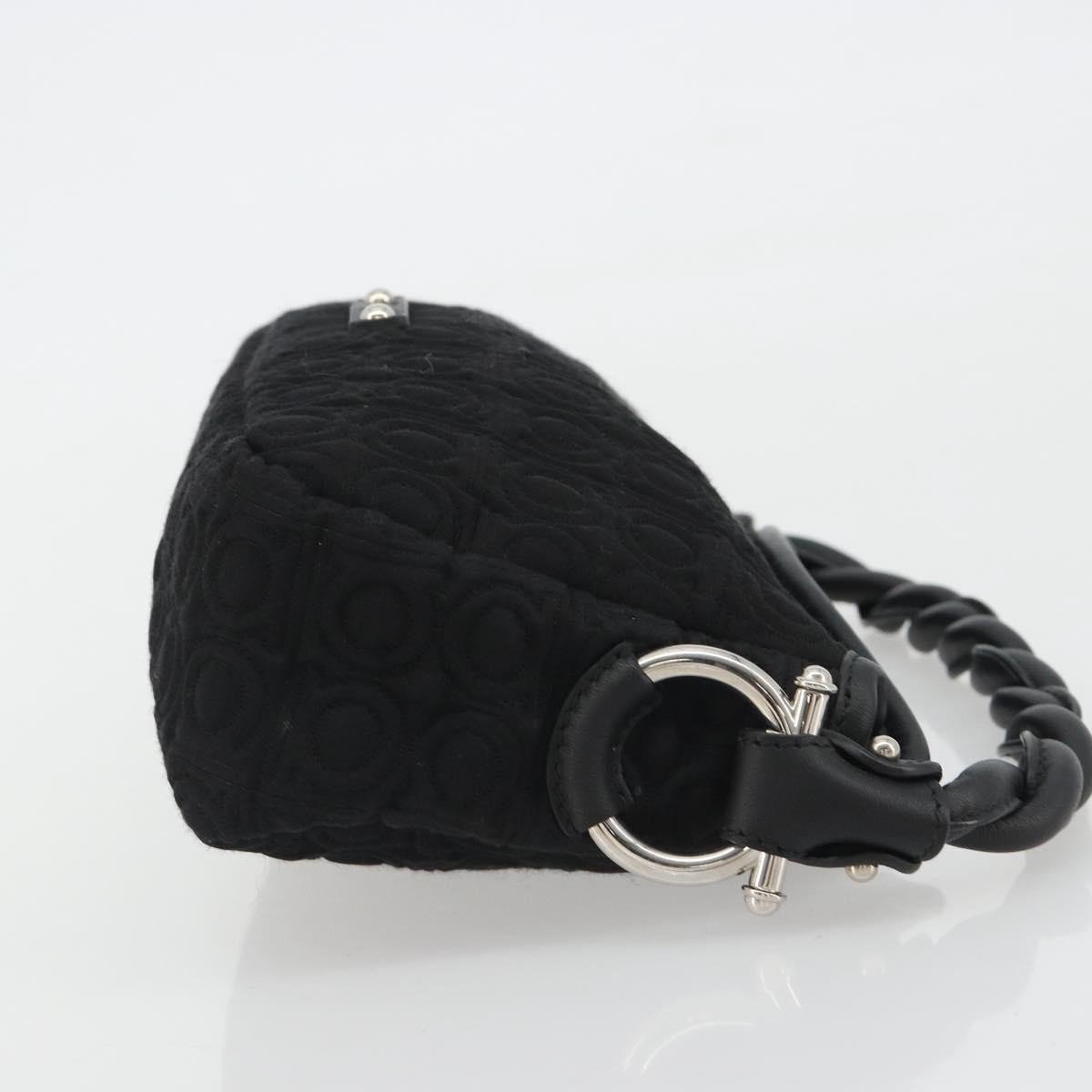 Salvatore Ferragamo Gancini Hobo Leather Medium Zwart