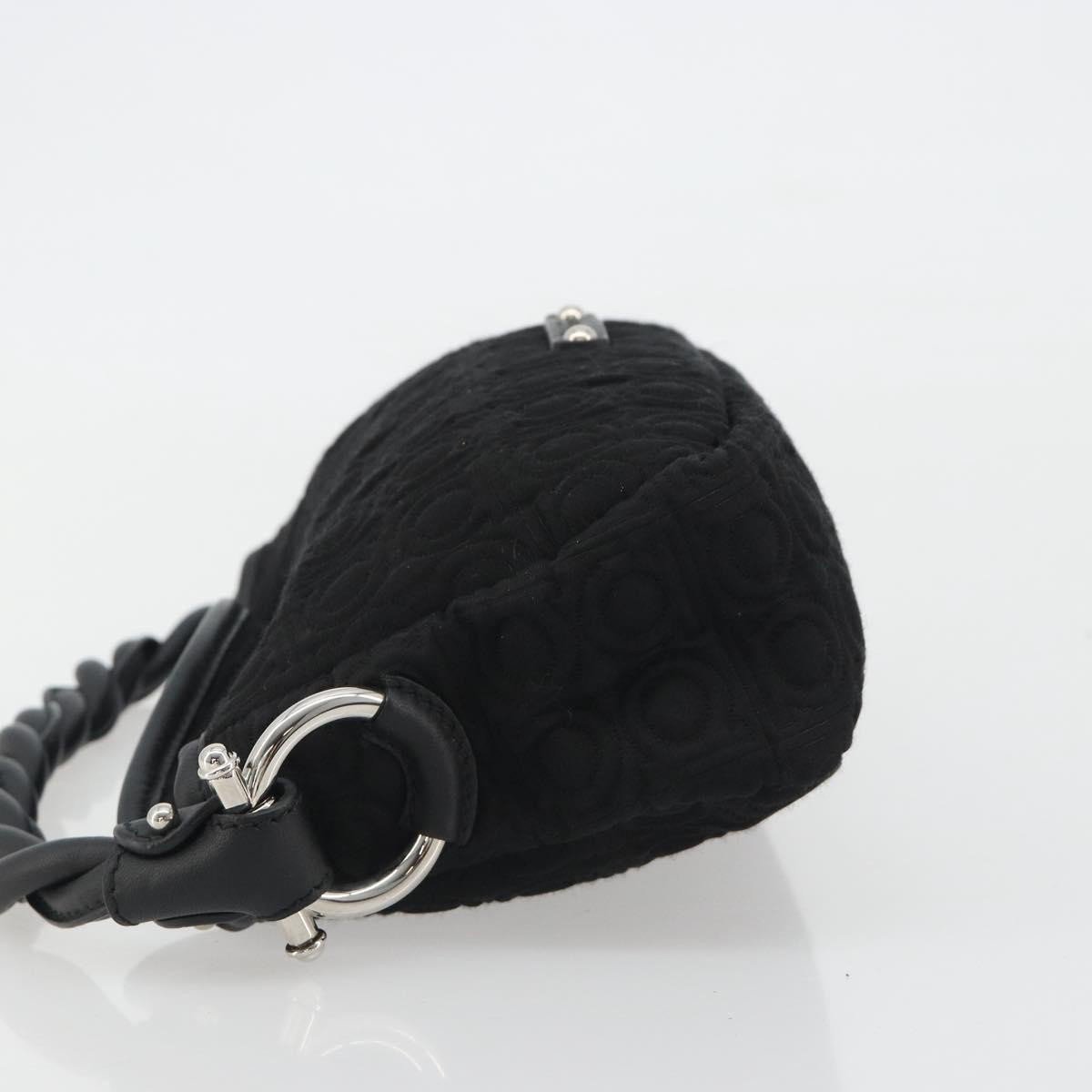 Salvatore Ferragamo Gancini Hobo Leather Medium Zwart