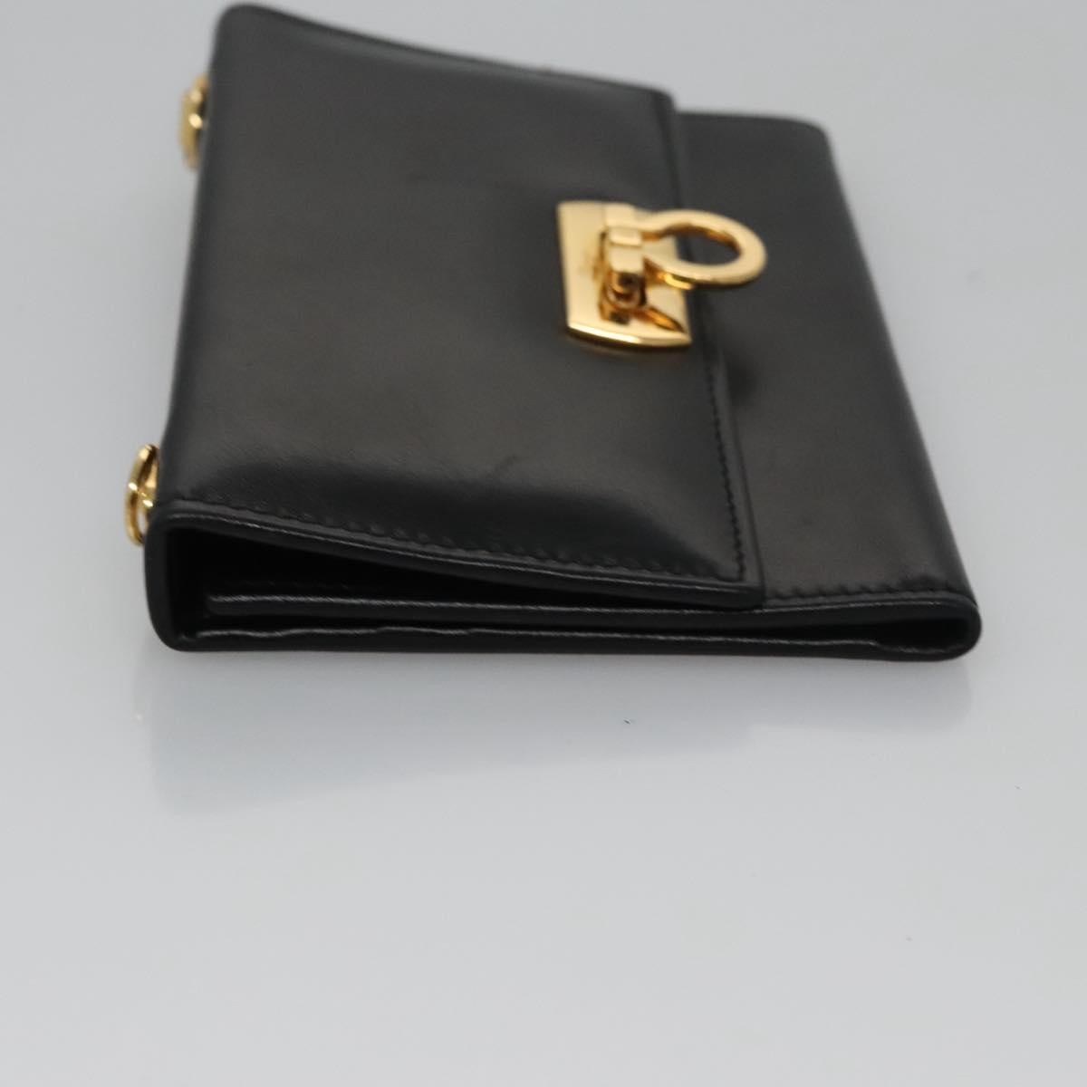 Salvatore Ferragamo Salvatore Ferragamo Gancini Flap Wallet Leather Zwart