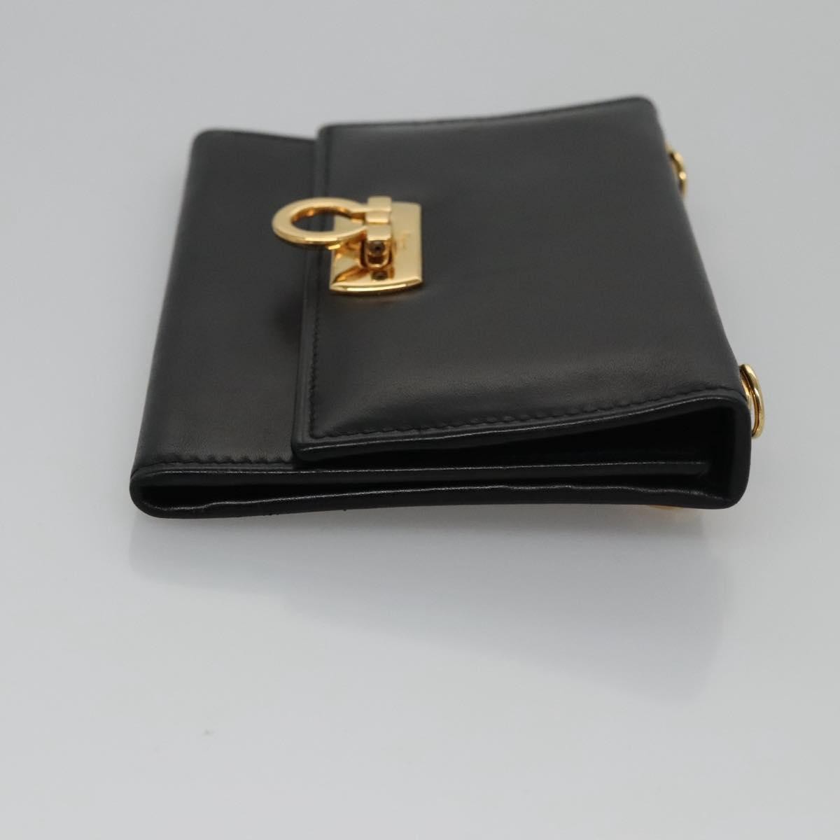 Salvatore Ferragamo Salvatore Ferragamo Gancini Flap Wallet Leather Zwart