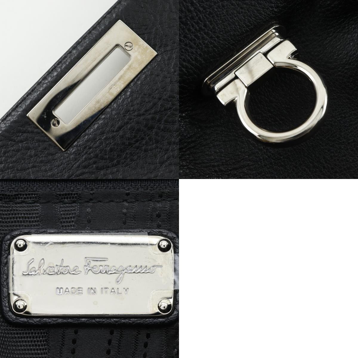 Salvatore Ferragamo Gancini Satchel Leather Medium Zwart