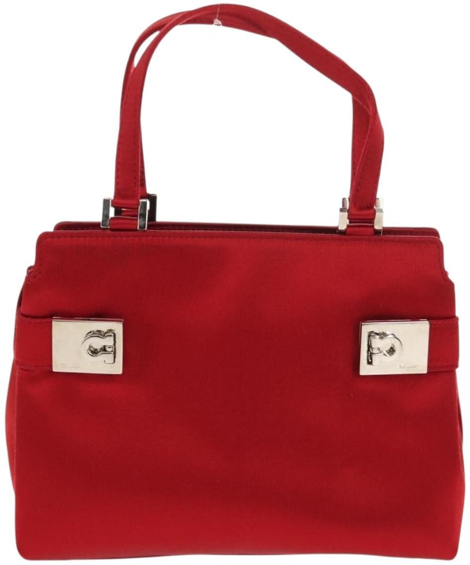 Salvatore Ferragamo Salvatore Ferragamo Double Gancini Side Buckle Tote Satin Rood