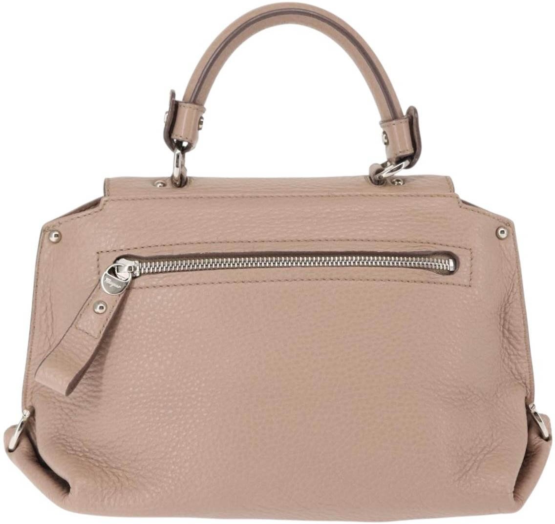 Salvatore Ferragamo Sofia Satchel Grainy Leather Large Beige
