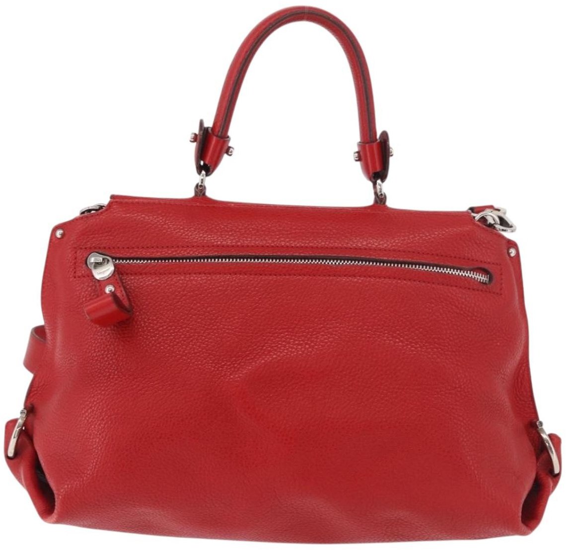 Salvatore Ferragamo Sofia Satchel Grainy Leather Large Rood