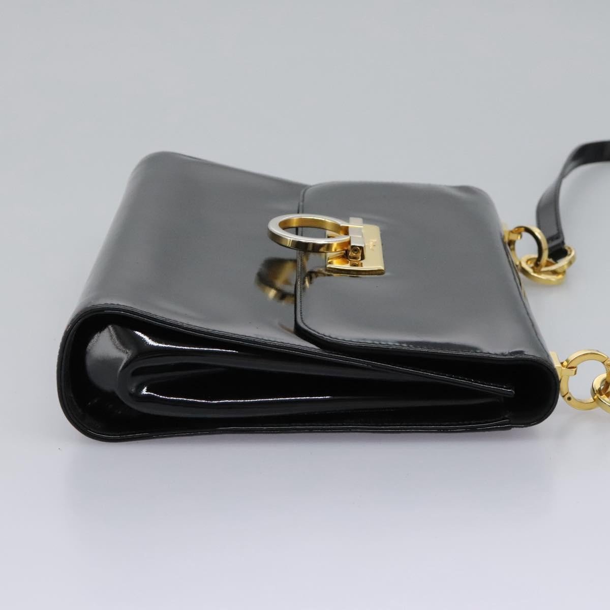 Salvatore Ferragamo Gancini Flap Patent Leather Zwart
