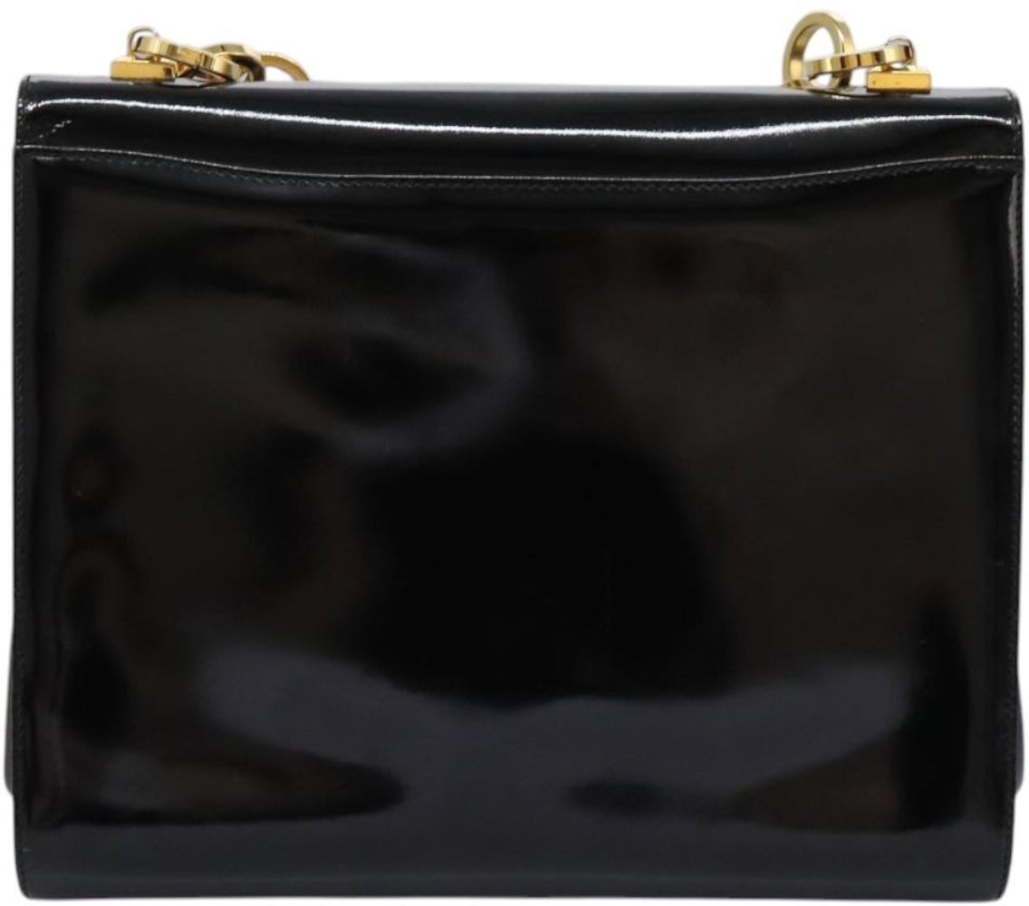 Salvatore Ferragamo Gancini Flap Patent Leather Zwart