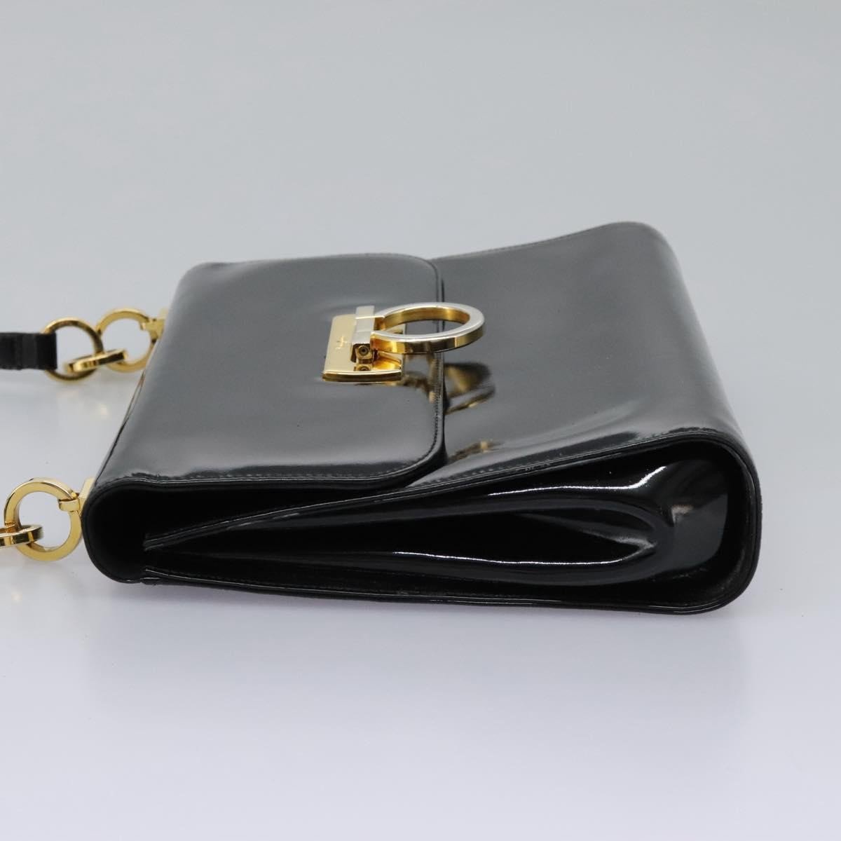 Salvatore Ferragamo Gancini Flap Patent Leather Zwart