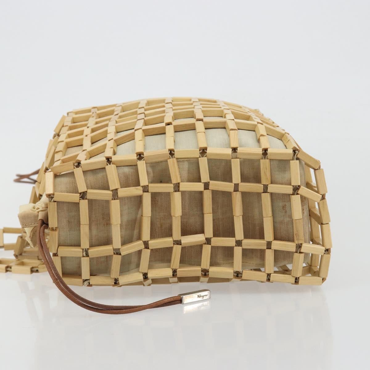 Salvatore Ferragamo Wood Mesh Drawstring canvas Beige
