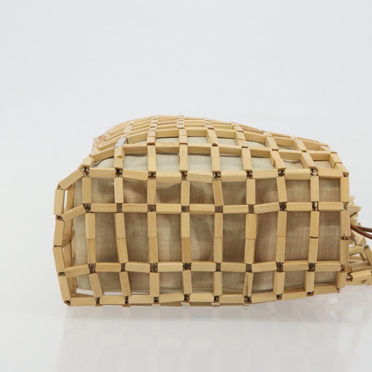 Salvatore Ferragamo Wood Mesh Drawstring canvas Beige