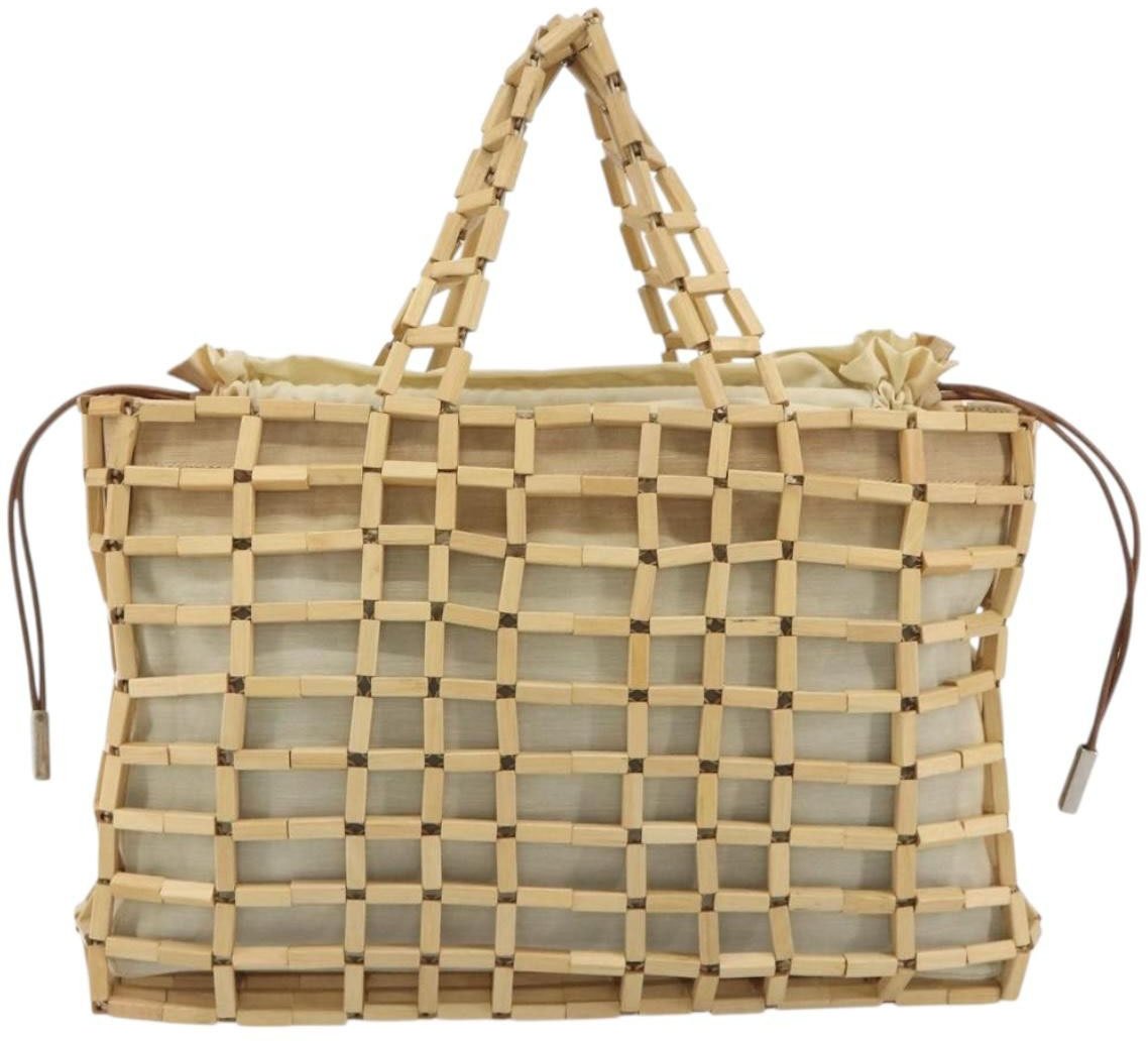 Salvatore Ferragamo Wood Mesh Drawstring canvas Beige