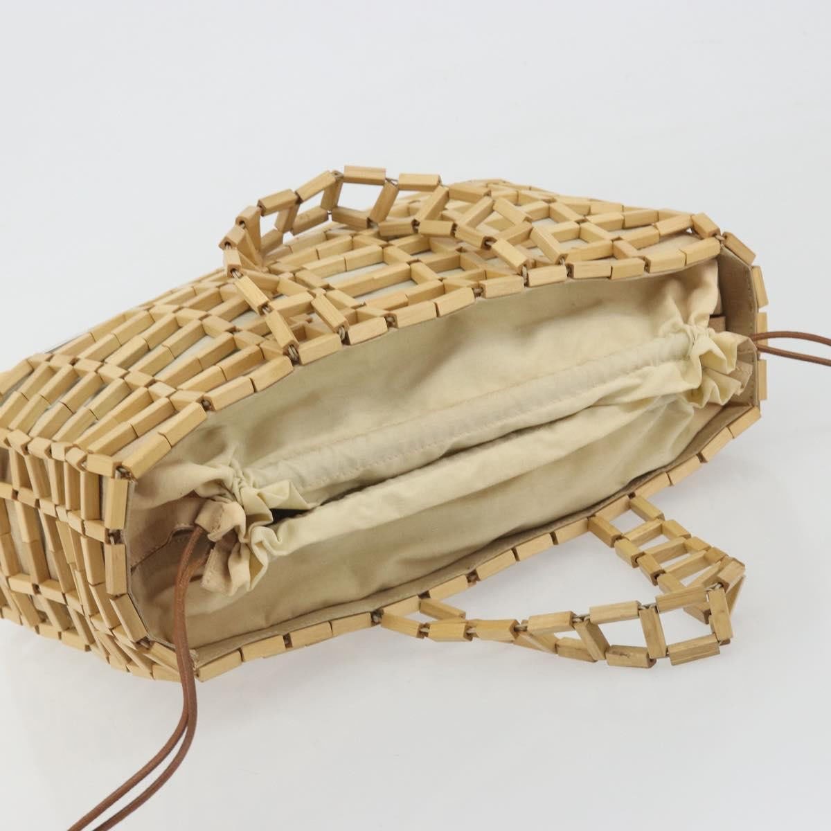 Salvatore Ferragamo Wood Mesh Drawstring canvas Beige