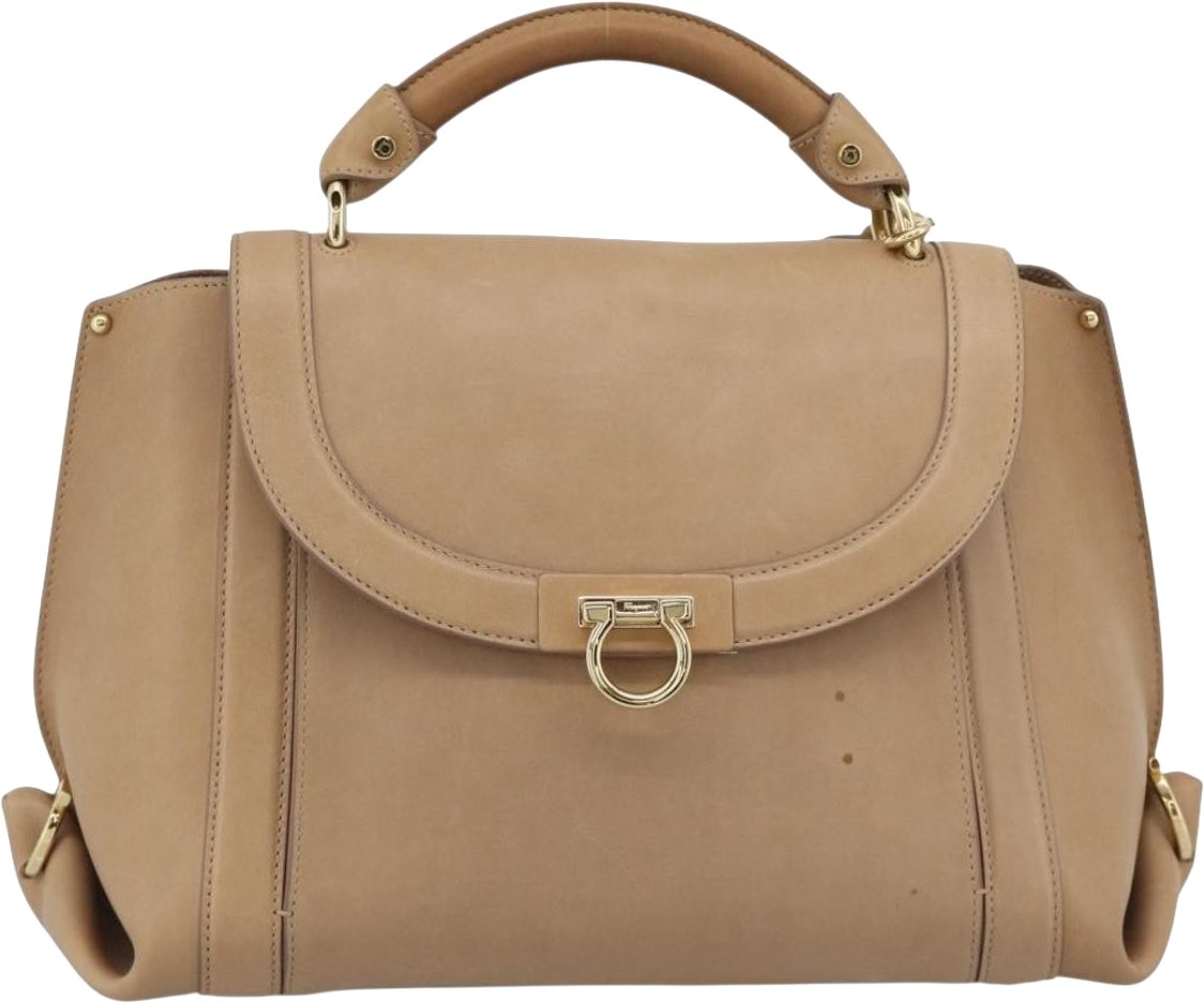 Salvatore Ferragamo Sofia Rainbow Saddle Leather Medium Beige