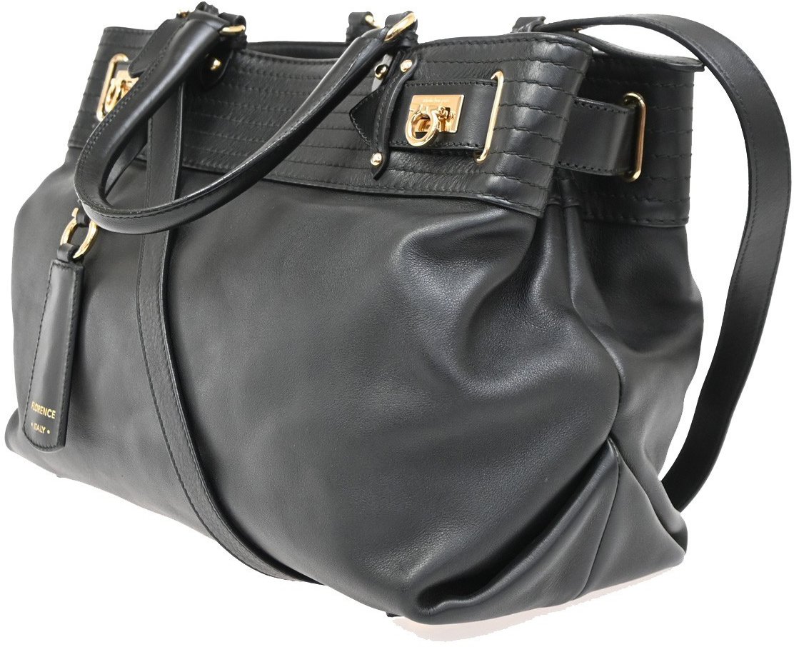 Salvatore Ferragamo Salvatore Ferragamo Gancini Tote Leather Zwart