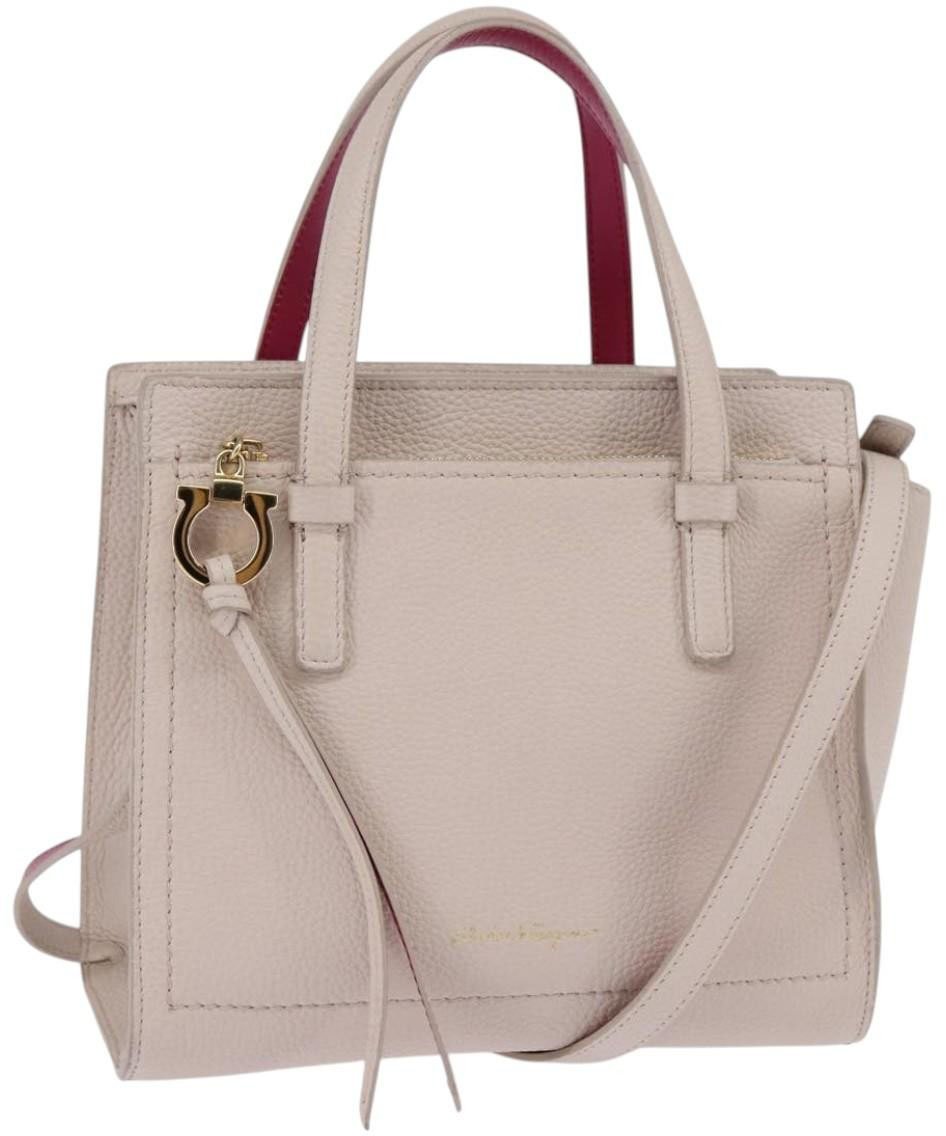 Salvatore Ferragamo Salvatore Ferragamo Amy Tote Pebbled Leather Small Beige