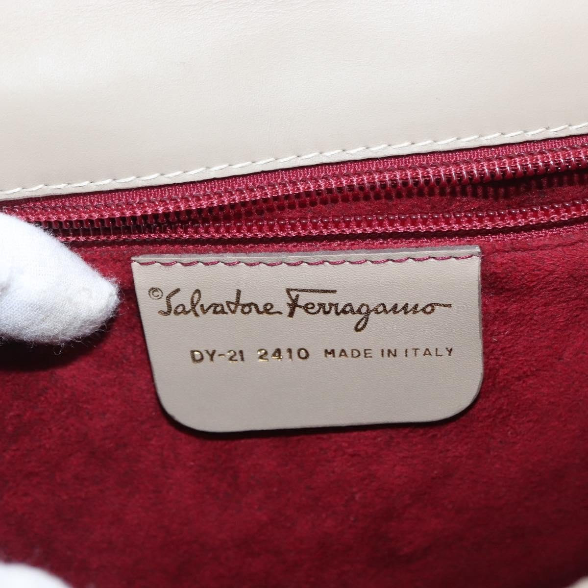 Salvatore Ferragamo Salvatore Ferragamo Gancini Top Handle Flap Bag Leather Medium Beige