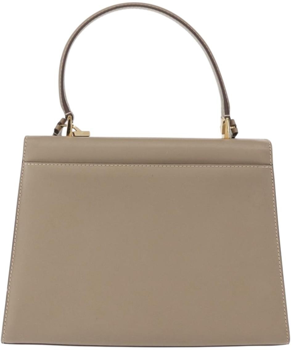 Salvatore Ferragamo Salvatore Ferragamo Gancini Top Handle Flap Bag Leather Medium Beige