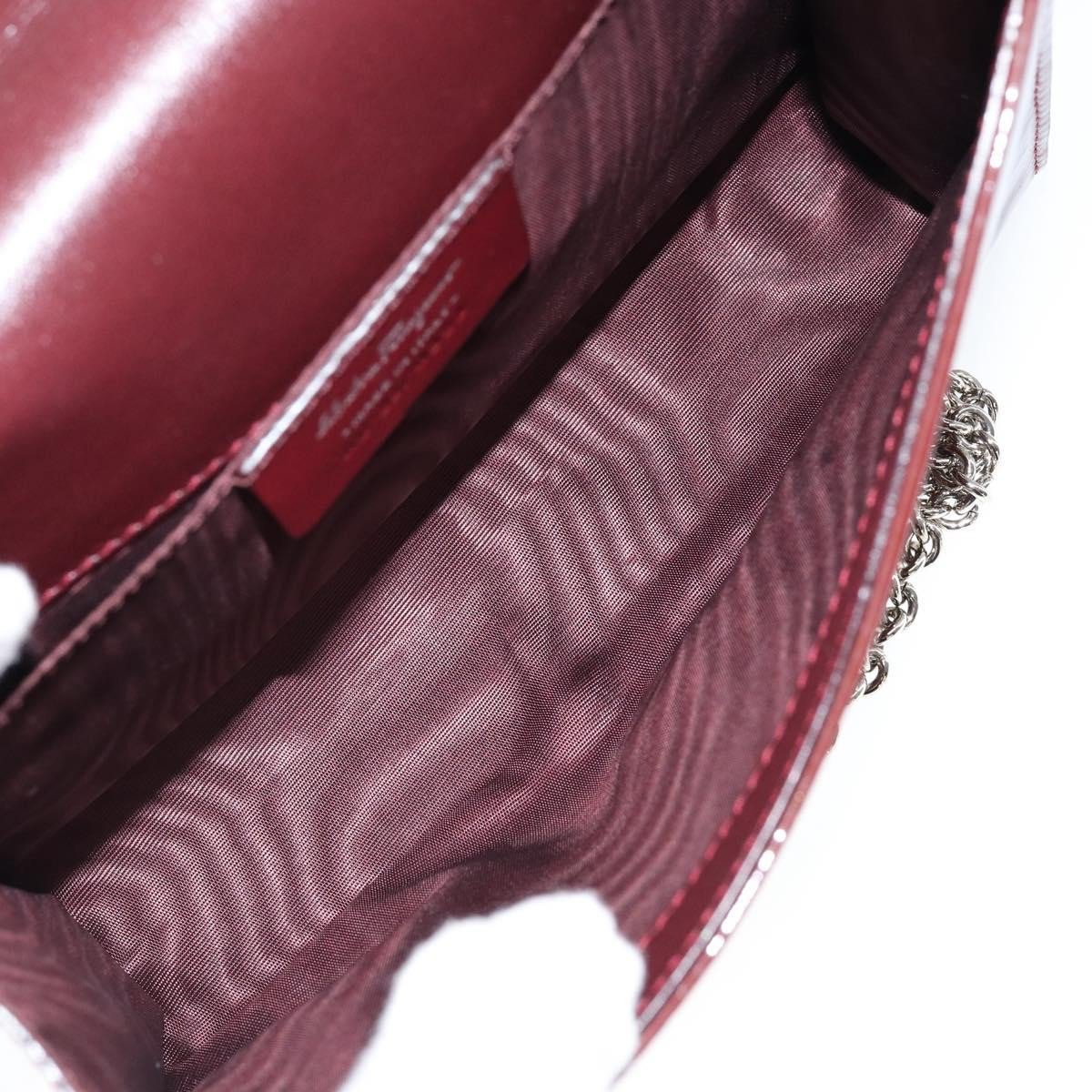 Salvatore Ferragamo Vala Chain Shoulder bag Patent leather Rood