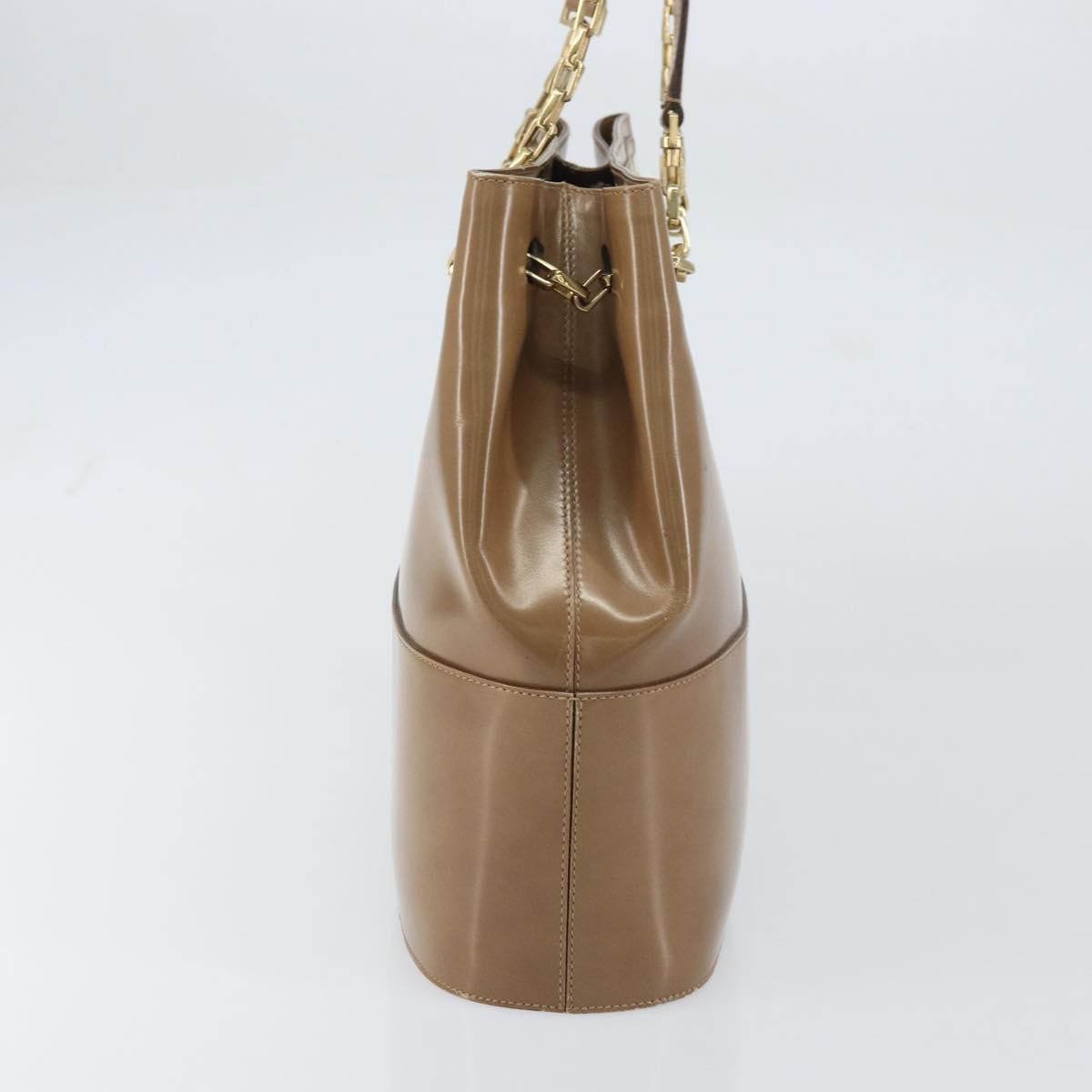 Salvatore Ferragamo Vintage Chain Patent Leather Beige
