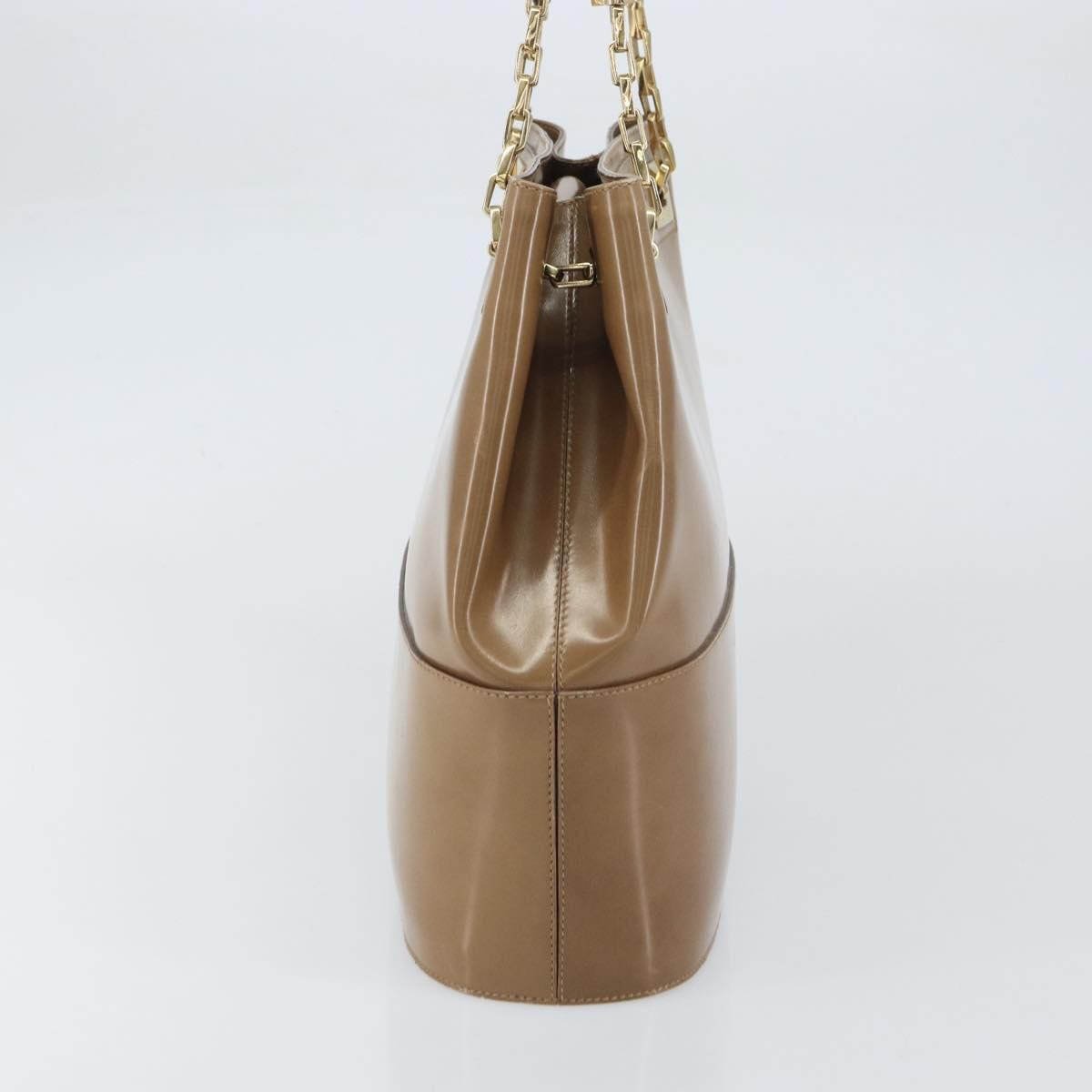 Salvatore Ferragamo Vintage Chain Patent Leather Beige