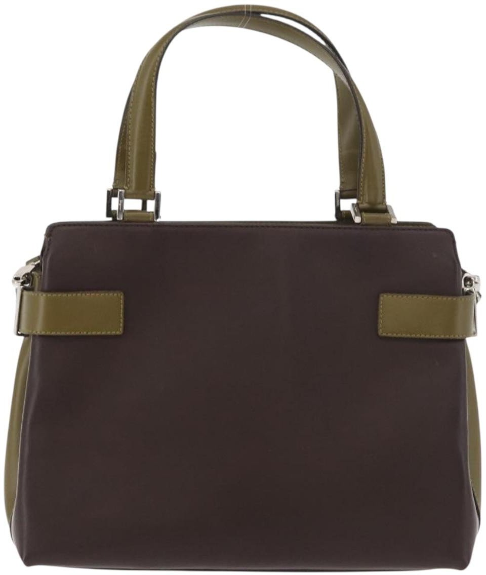 Salvatore Ferragamo Double Gancini Side Buckle Tote Patent Leather Bruin